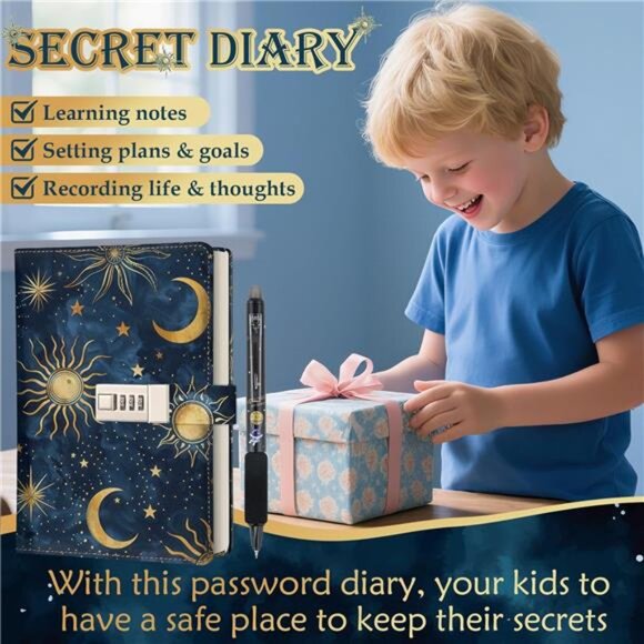 Diary with Lock for Boys Girls  Password Locked Journal Notebook - Picture 4 of 6